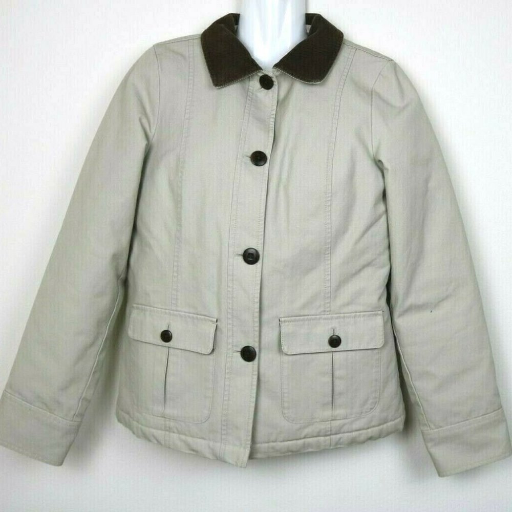 LL Bean Womens Coat Long Sleeve Cotton Pockets